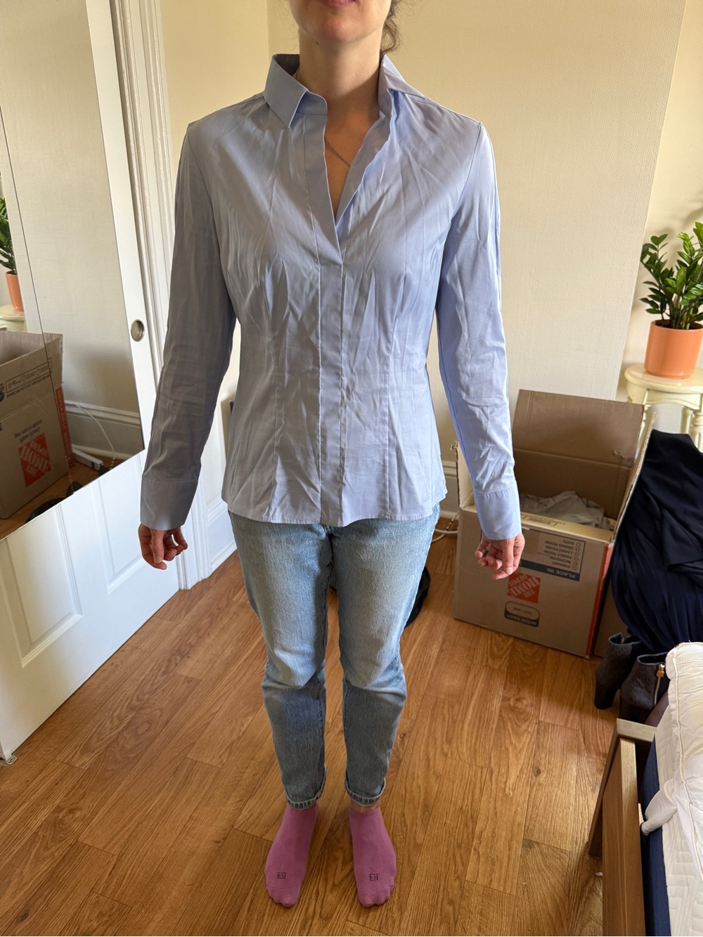 HUGO BOSS Light Blue Collared Work Shirt